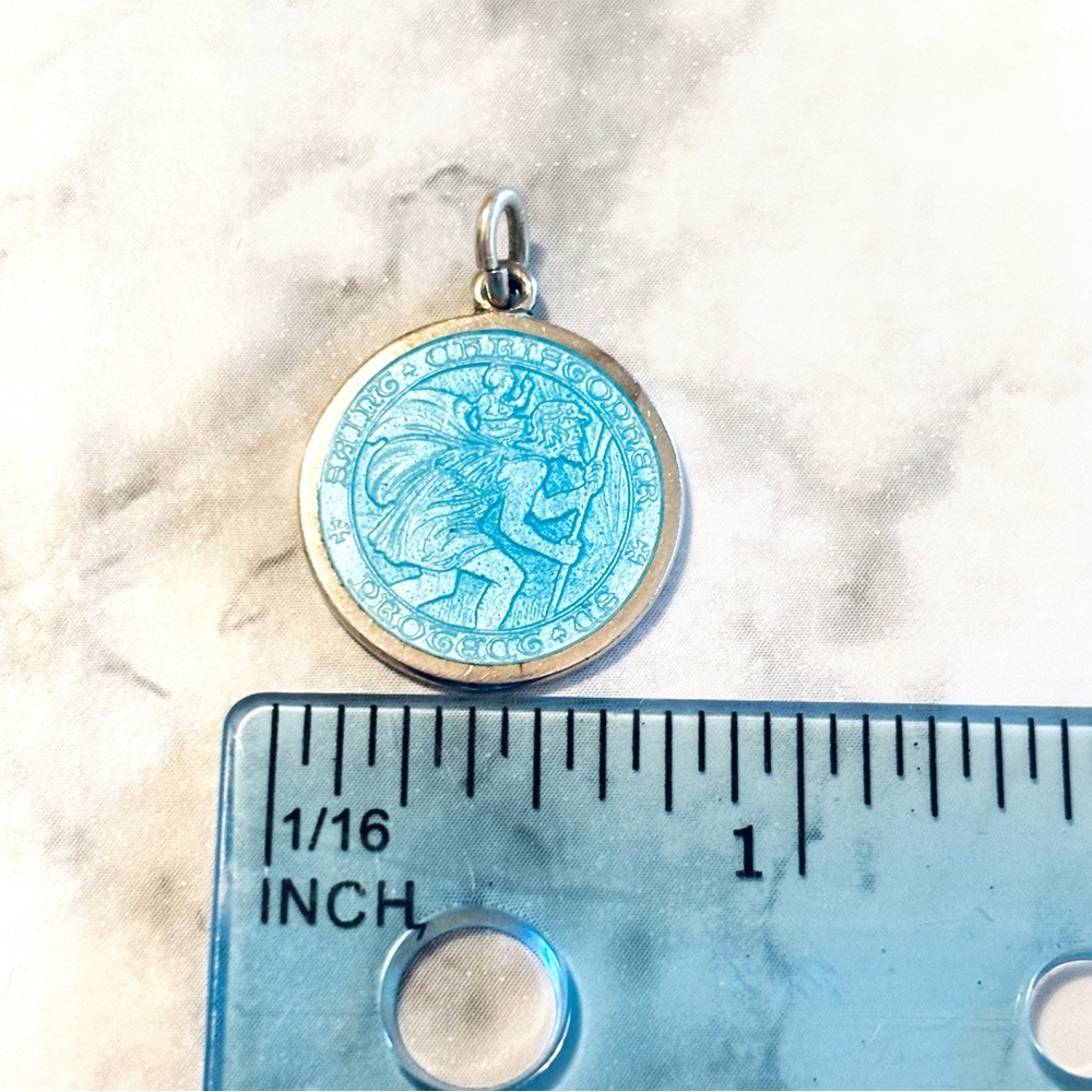 Vintage Sterling Silver Saint Christopher Pendant Medal Charles Thomae St. - Picture 3 of 3